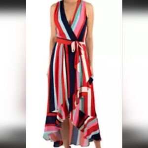 Julia Jordan Women's Halter Neck Multi Stripe Faux dress